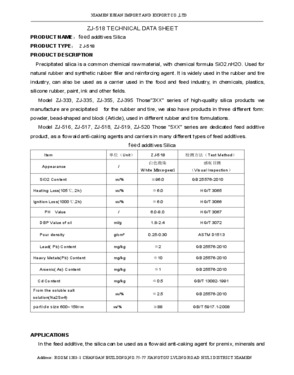 Feed Additives Silica (ZJ-518 Series)