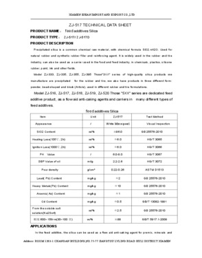 Feed Additives Silica (ZJ-517 Series)