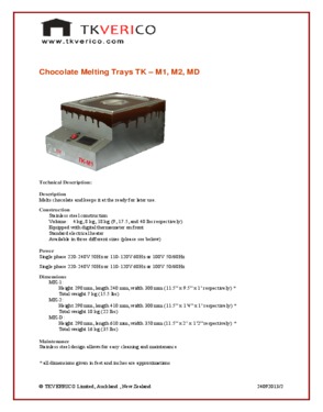 Chocolate Melting Trays TK-M1, M2, MD