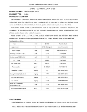 Feed Additives Silica (ZJ-519 Series)