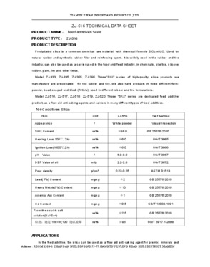 Feed Additives Silica (ZJ-516 Series)