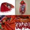 head scarf, silk scarf, pashmina scarf, red scarf, square scarf, leopard p