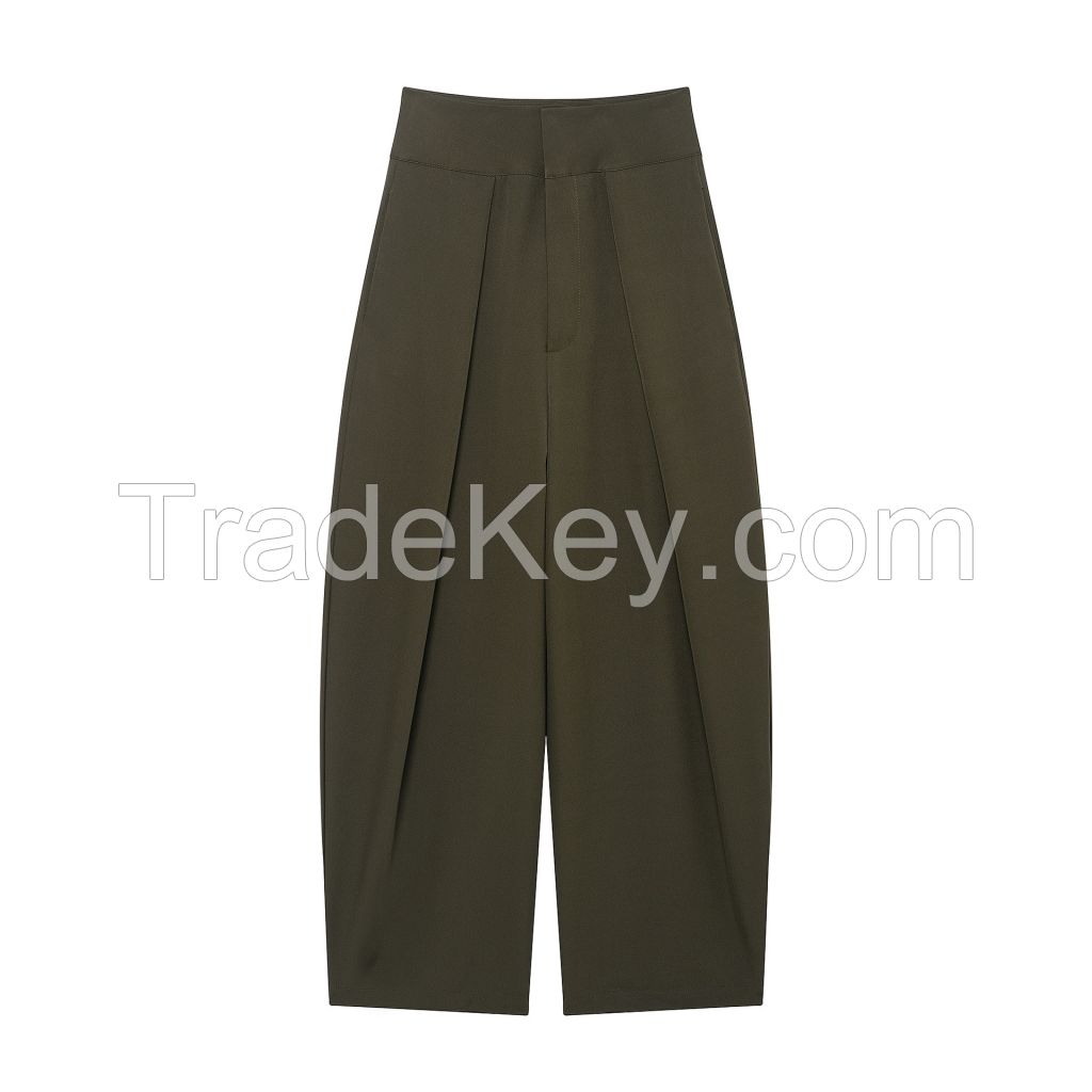 Women's wholesale high-waisted pleated balloon-shaped pants in women's style