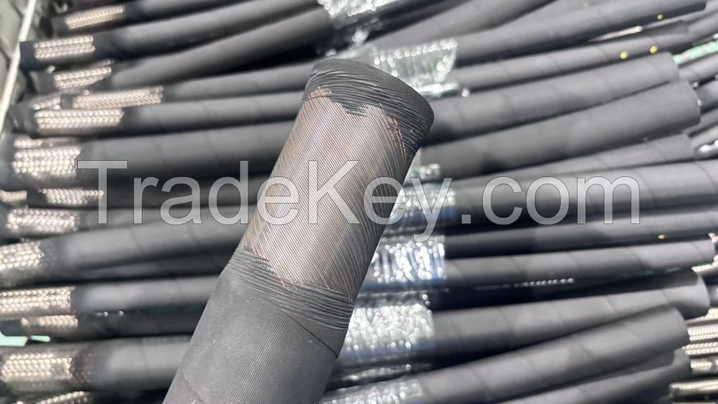 SAE J517 100R12-24 Four Steel Wire Spiraled Wrapped Cover High Pressure Flexible Hydraulic Hose