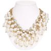 Gold And Shine Metal Pearl Stone Off-White Choker Necklace