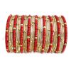 Red N Gold Shimmer Metal Seed Bead Bangle