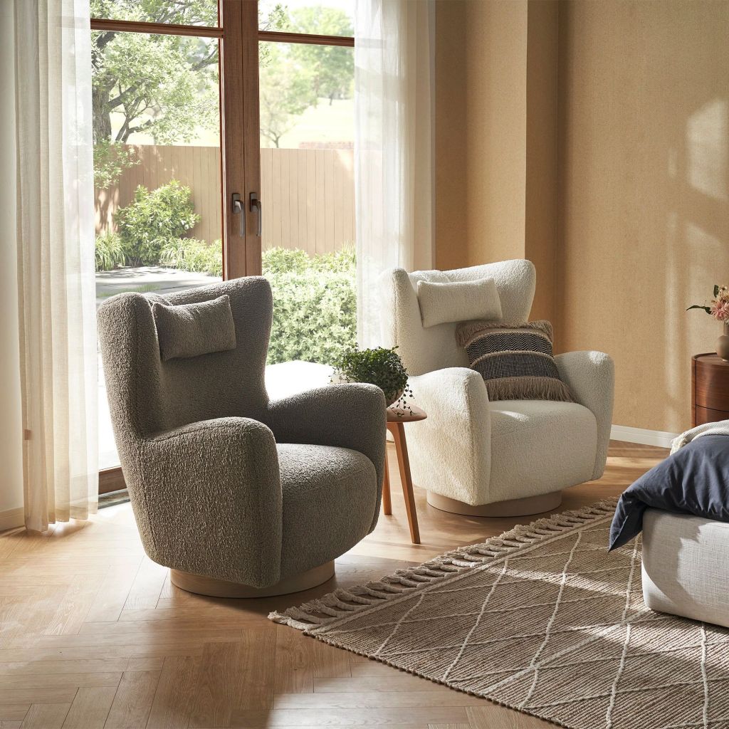 Yimi Fabric Colette Swivel Armchair