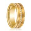 Gold Tungsten Wedding Ring CZ Eternity Band