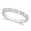 Diamond & Aquamarine Ring Guard Anniversary Band 14k White Gold 0.32ct