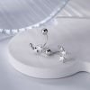 women's silver screw studs earring five star and ball plug earrings