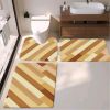 3pcs wooden floor style bath toiet Mat PU Leather Wear Resistance Bathroom Floor Mat No Stains Quick Drying Rubber Non-Slip Shower Mat 