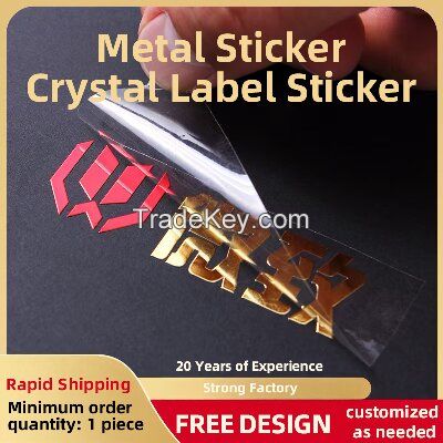 Custom Metal Crystal Label Sticker, Z&Atilde;&cent;&iuml;&iquest;&frac12;&iuml;&iquest;&frac12;Fashion Transfer Decal Logo, 1 Pcs MOQ Free Design Waterproof UV Transfer Crystal Sticker for Brand DIY Decoration