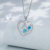 DaDa2024 hot sale blue zircon turtle pendant necklace silver heart-shaped necklace female birthday gift exquisite jewelry gift for mother