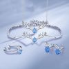 Popular designs of 925 sterling silver jewelry sets with AAA sea blue CZ