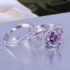 925 Silver Sterling Ring Set  engagement and wedding rings