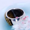 Mens 925 Silver Golden Two Tone Retro Dragon Black Silver Ring (XH047664W)