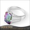 Women Elegant Multicolor Mystic Fire Topaz Zircon Gemstone 925 Sterling Cocktail Silver Ring