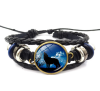 Hand Woven PU Leather Bangle Wildlife Howling Wolf Retro Bracelet