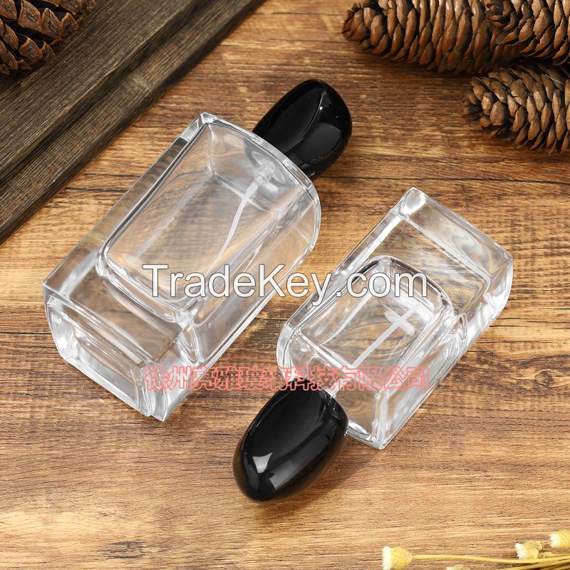 Source Factory High grade Exquisite Cosmetics Packaging Crystal Glass Transparent Square perfume Sub packaging Buckle Bare Bottle Continuous spray