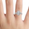 Oval Diamond Split Shank Halo Engagement Ring