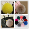 Real fox fur pom pom accessory ball keychain