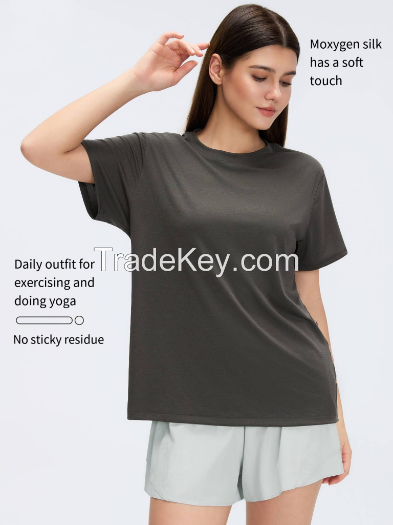 Crewneck Sport Tee - Breathable Casual Workout Top D26088