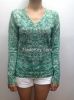 Ladies V Neck Printed Sweater - 100% Cashmere