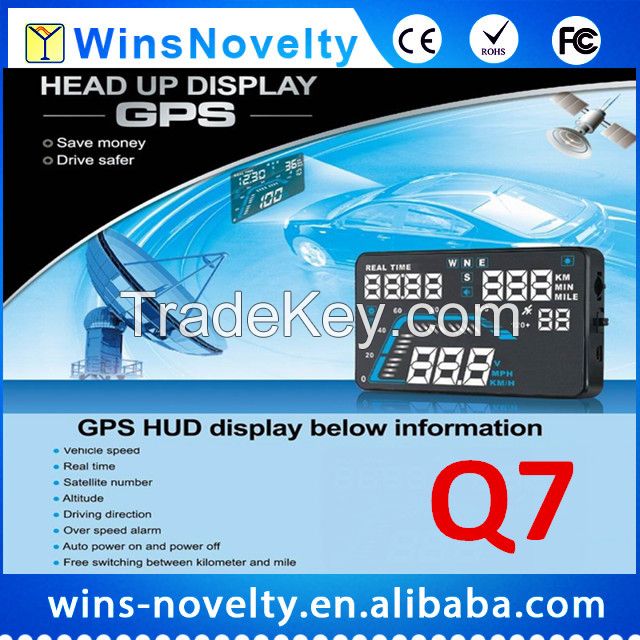 Latest Q7 GPS Car Universal Head Up Display Over Speed Warning HUD Apply For Any  Cars In The World