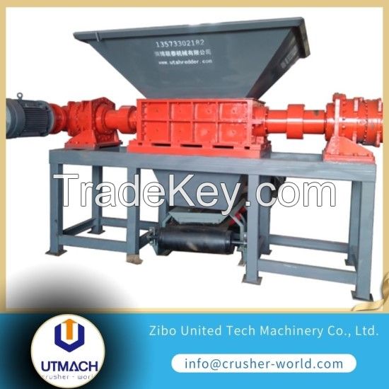 double Shaft Crusher plastic, tire, metal, wood, cable, coated paper