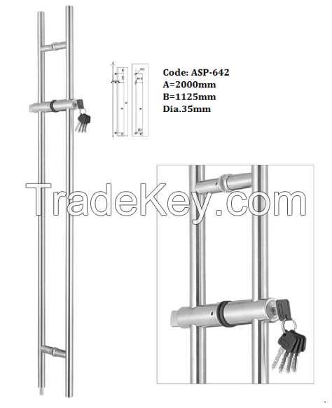 glass door handle with lock