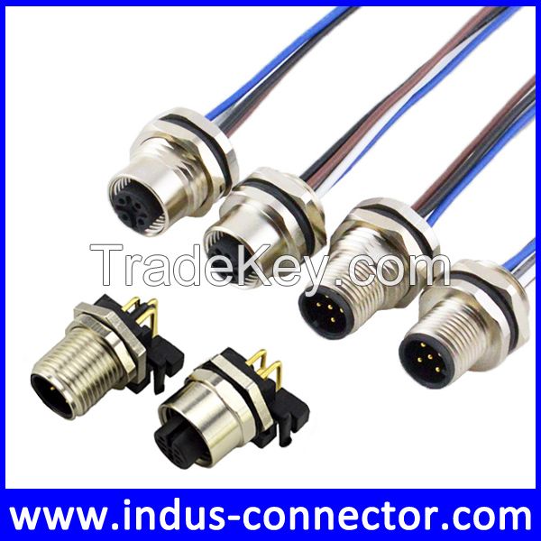 3pin 4pin 5pin 8pin 12pin panel mount male female waterproof m12 connector