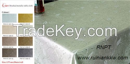 PW141-CWaterproof Brushed metallic table cloth , unique design table cloth, popular in south America