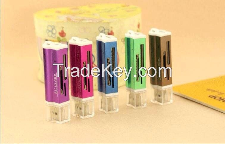 All In One multifunction USB Card Reader aluminium Lighter Shaped