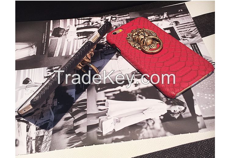 Sell Lion Head bracket retro knocker leather phone case for iPhone