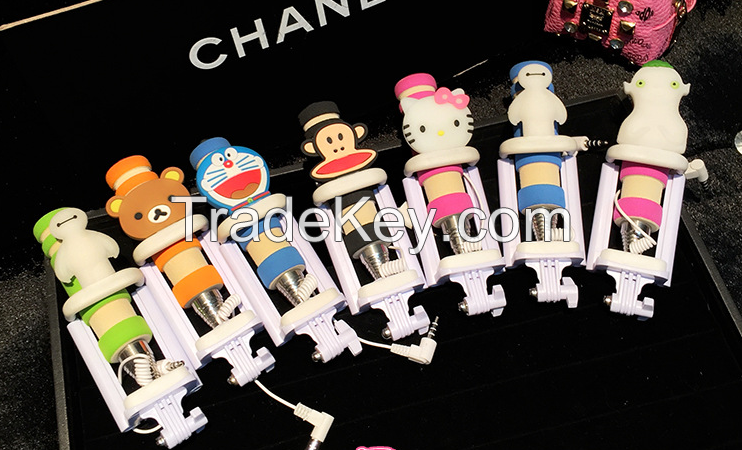 Sell Pocket Cartoon Wire Control Selfie Stick for mobile