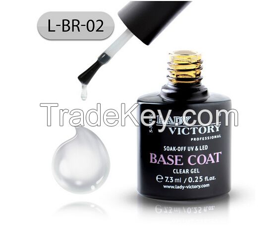 Lady Victory UV LED Soak Off Base Coat For Gel Polsih UV Gel L-BR-02 7.3ml