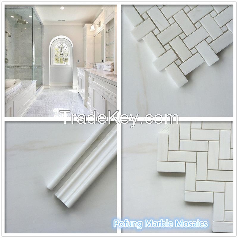 Calacatta Gold mosaic floor tile Italy marble, white mosaic