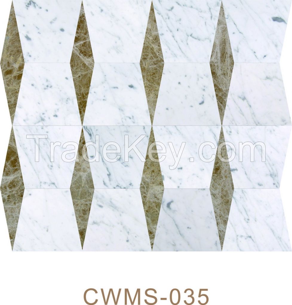 Carrara White and Light Emperador Mosaic