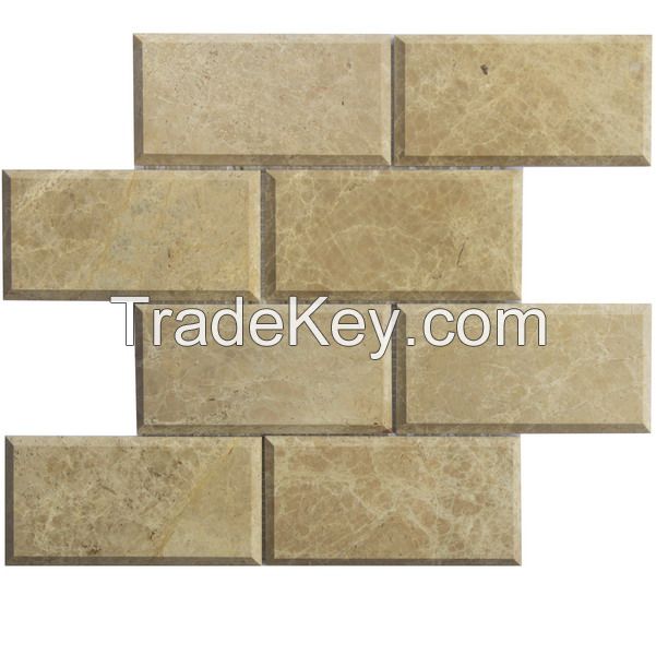 Light Emperador Bevelled Brick Mosaic