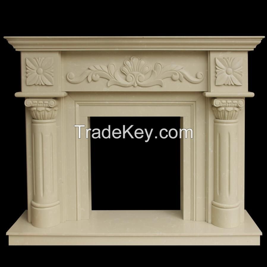 Beige Marble Fireplace