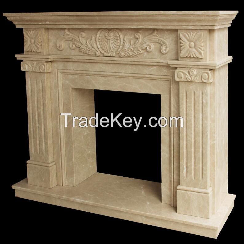 Beige Marble Fireplace