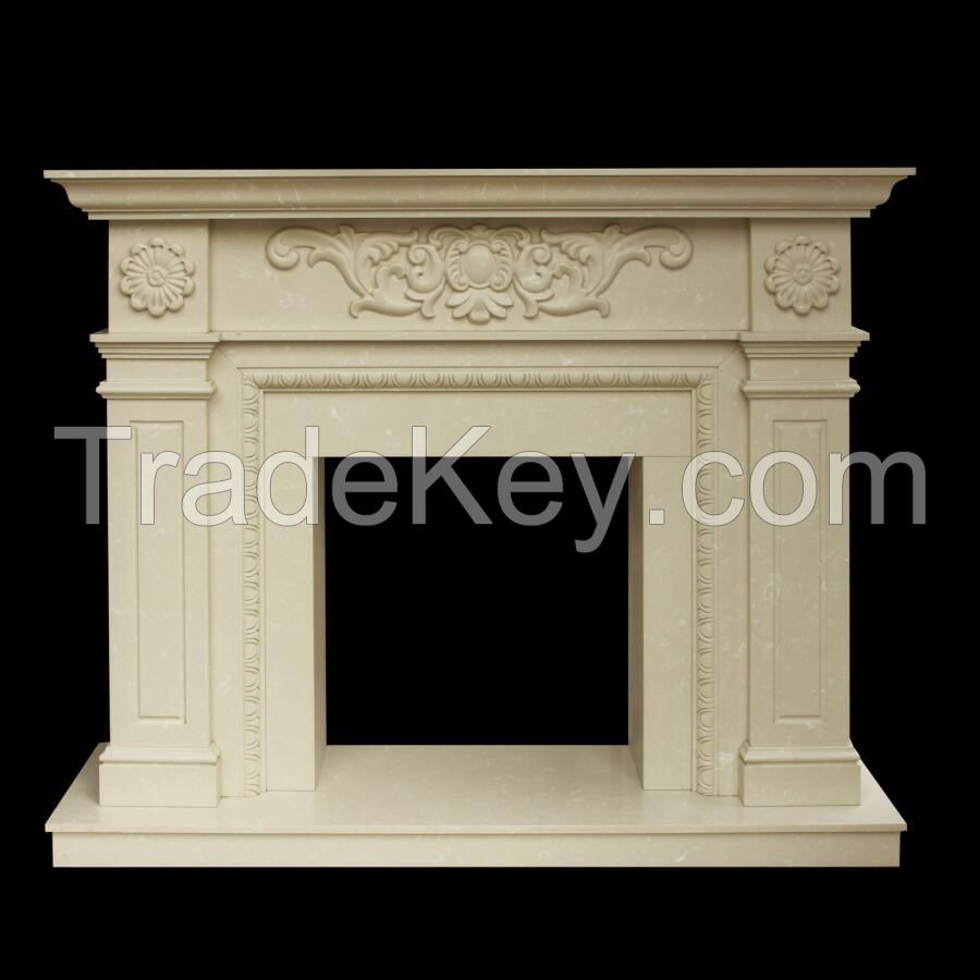 Beige Marble Fireplace