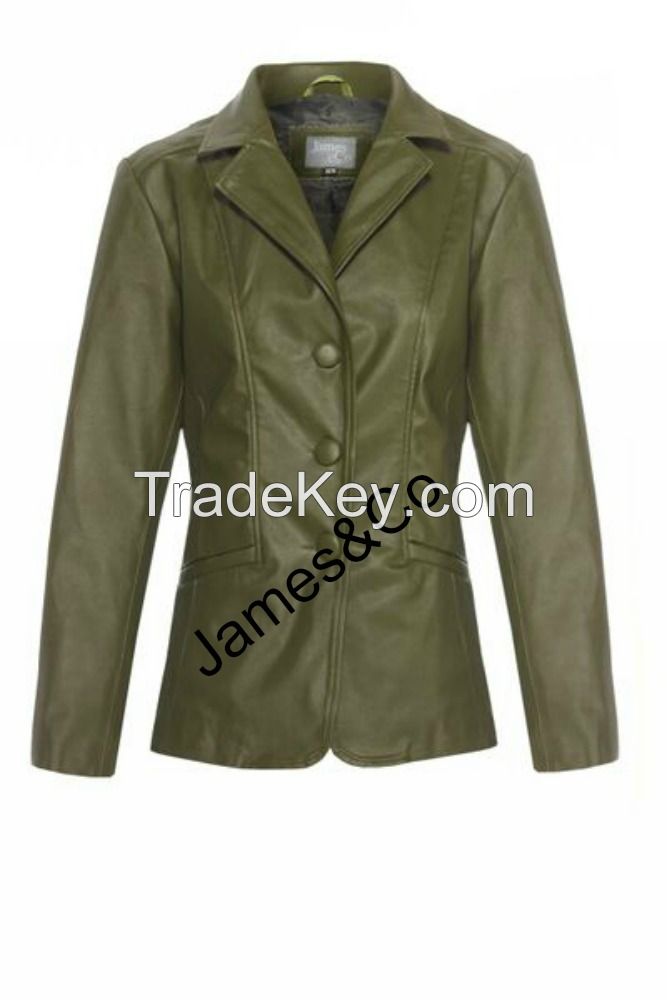 Womens Faux Leather Blazer