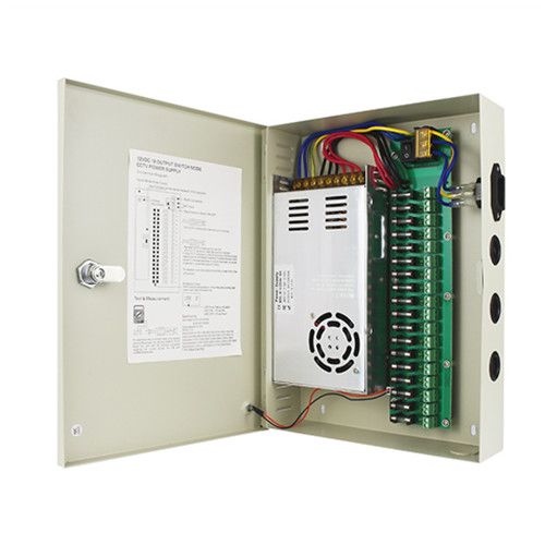 300W centralized power supply box for gate access control 18channels AC to DC power supply 18 output for CCTV camera