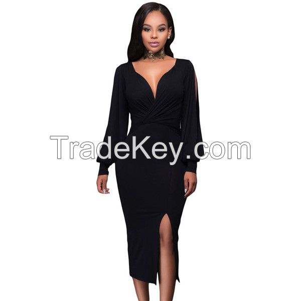 Fashion Long Sleeves Sexy Casual Dresses Women Bodycon Dress