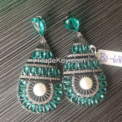 925 stering silver traditional ethnic jewelry set with green CZ