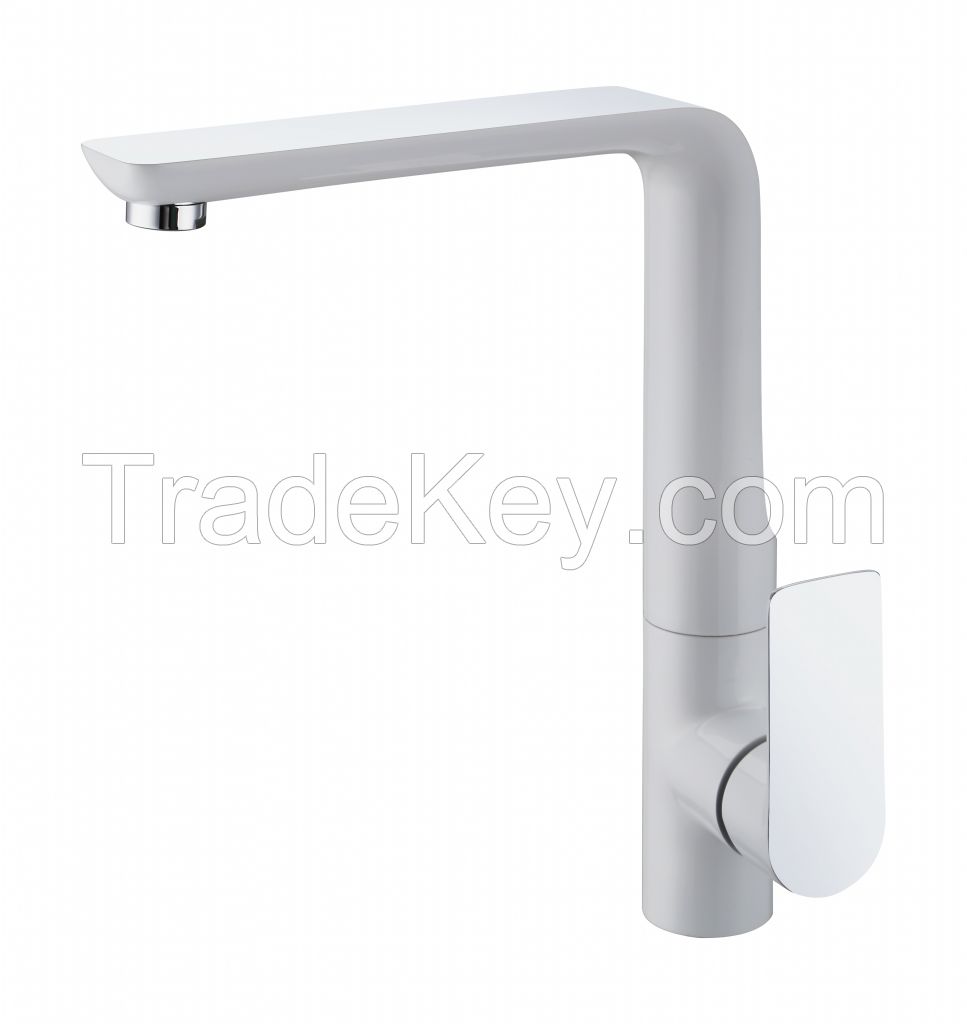 chrome and white combination sink mixer--hot selling