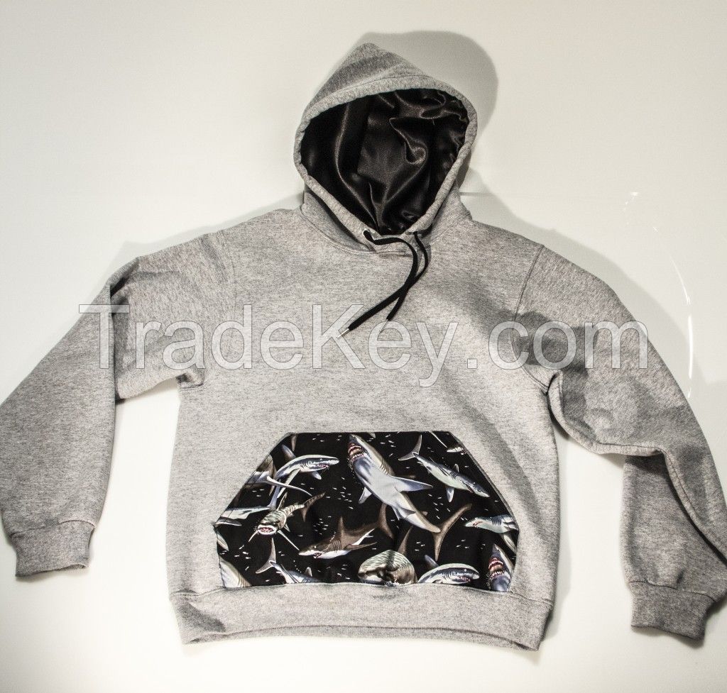 shark printed hoodie