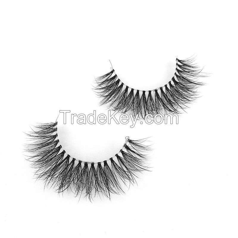 Mega Volume Double Layered Effect Lashes Minks 3d Vegan Synthetic Custom Logo Fluffy Faux Mink Lashes