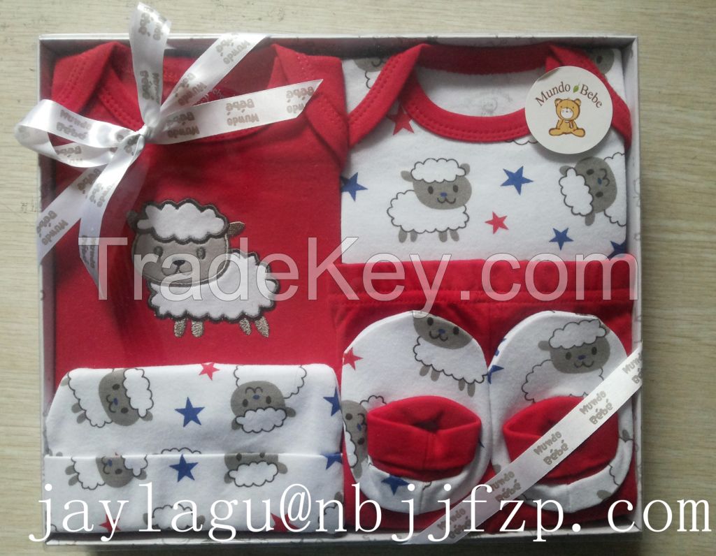 5pcs 100% cotton baby gift set